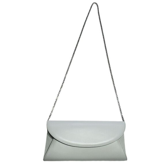 Sole Bliss Envelope Clutch Crossbody Purse Bag Jenna Gray Leather Chain Strap - Picture 7 of 16